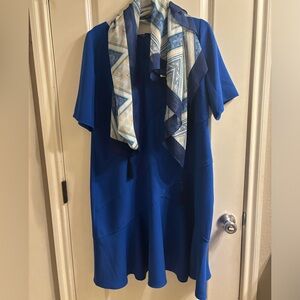 Royal Blue dress with scarf Size 14W